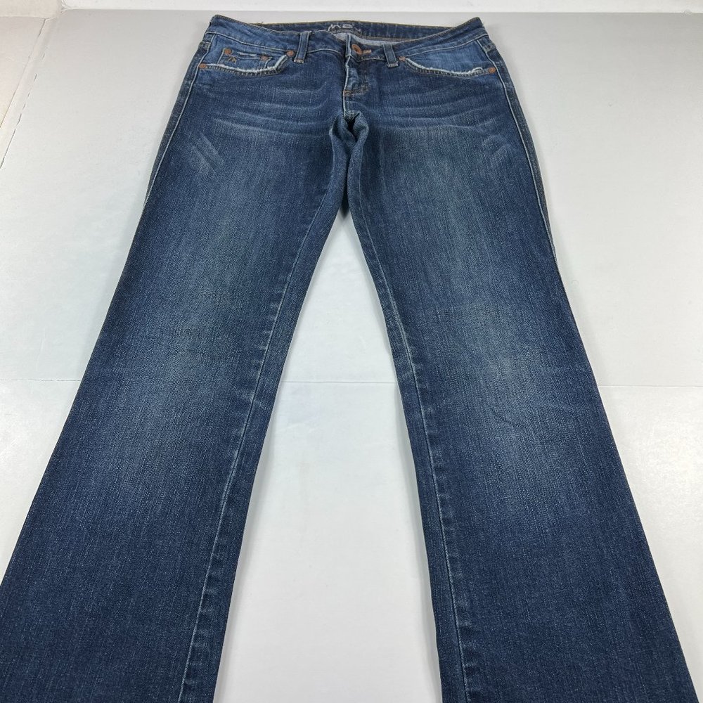 Mavi Jeans Women's 27 Olivia Low Rise Straight Blue Faded Whiskers Stretch Denim